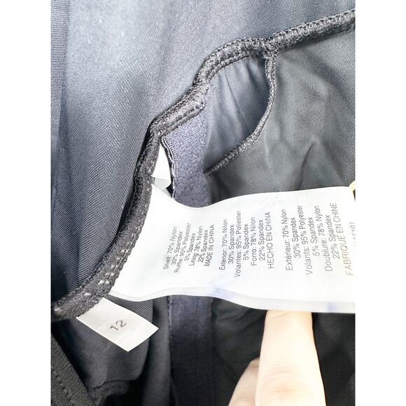 Beyond Control Black Ruffle Geometric Overlay One Piece 12 NEW - Picture 3 of 6